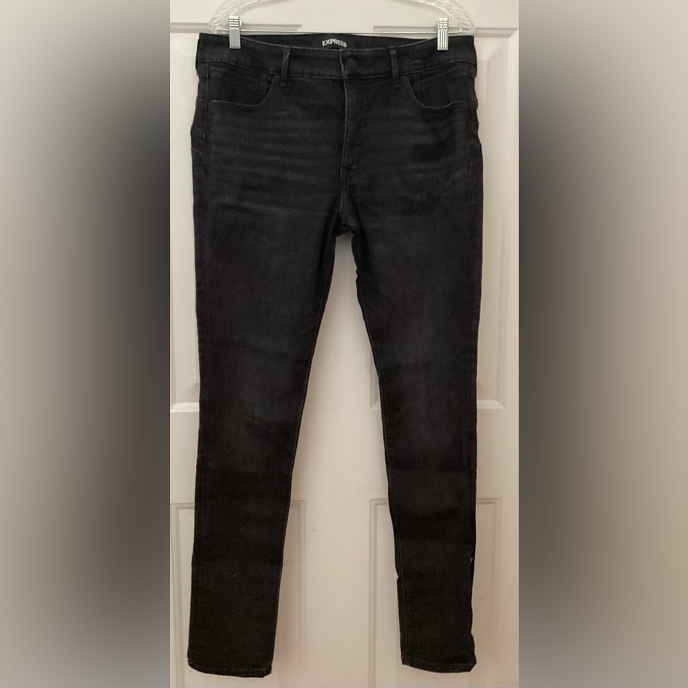 Express Black Wash Denim Perfect Lift Jeans Size 14 L